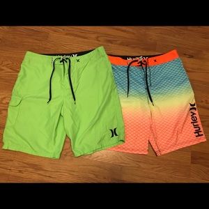 2 Men’s Hurley swim trunks, size 36